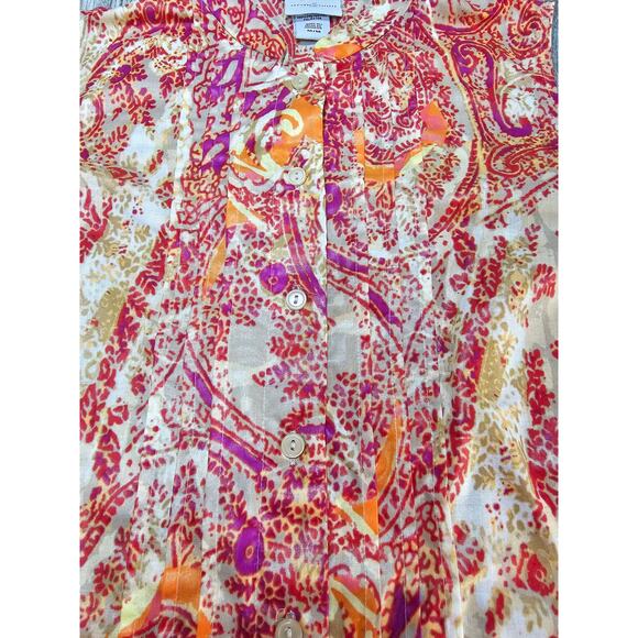 Jaclyn Smith Tops Women’s Orange Button Up Shirt Sleeveless Blouse Size Med - Picture 3 of 7